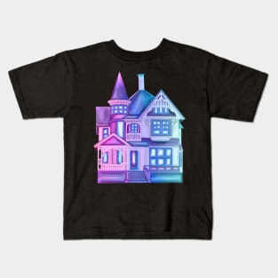 Feminine Purple Blue Gradient Victorian Dollhouse Kids T-Shirt